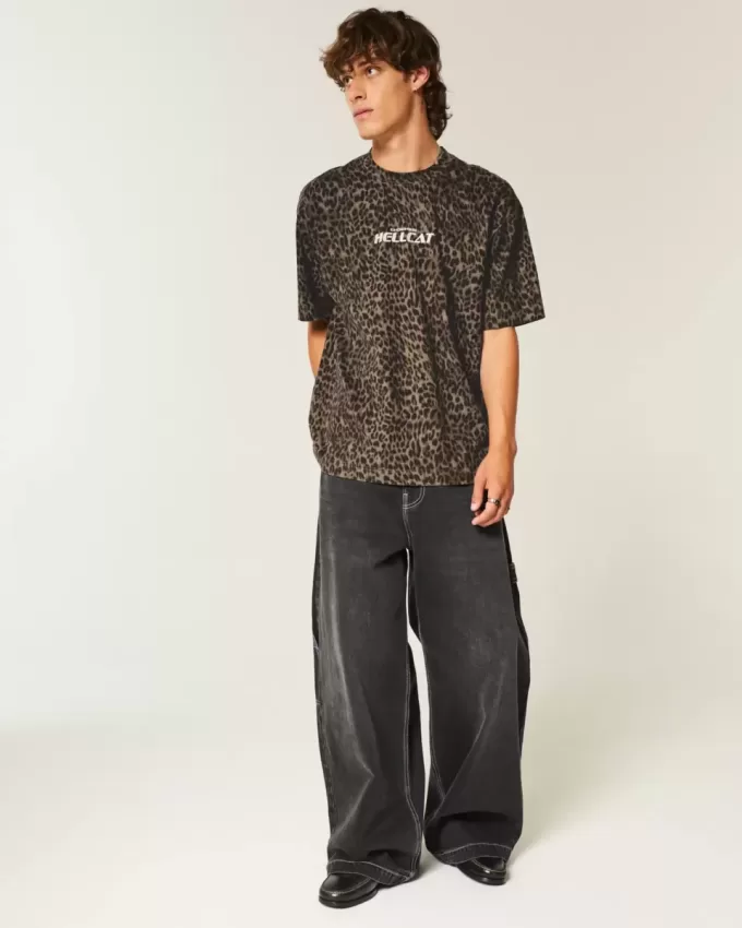 Boxy Heavyweight Leopard Print Dodge Hellcat Graphic Tee