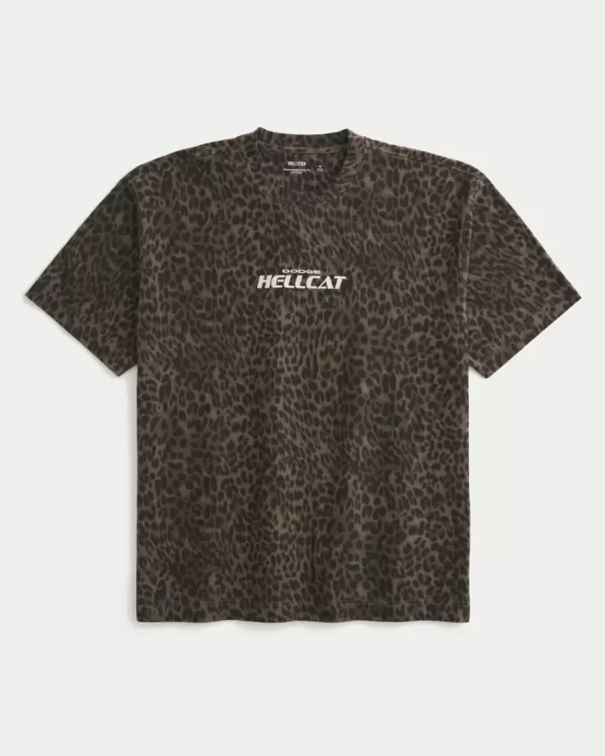 Boxy Heavyweight Leopard Print Dodge Hellcat Graphic Tee