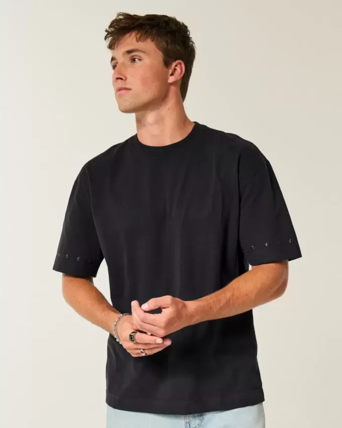 Boxy Heavyweight Star Embellished Crew T-Shirt