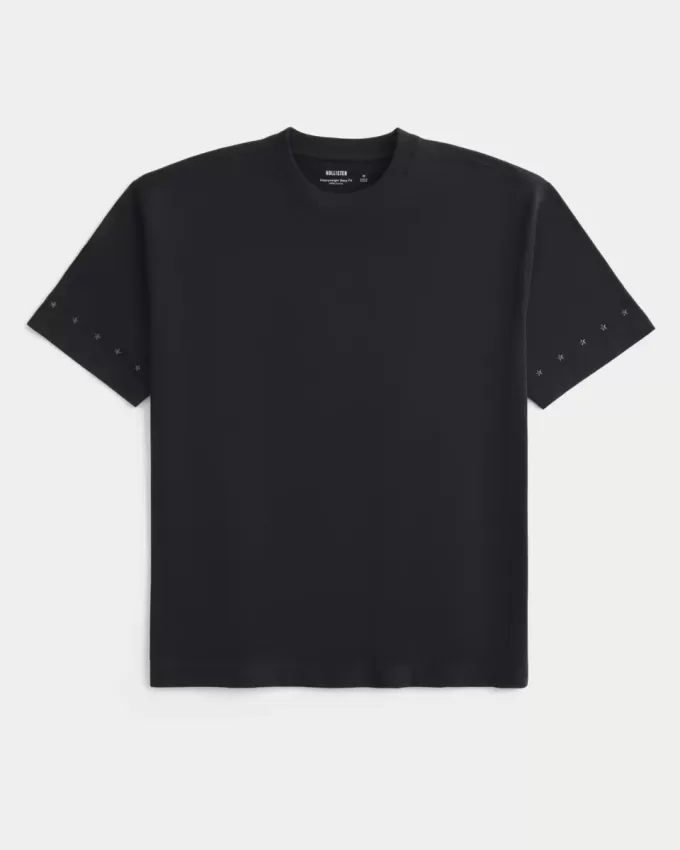 Boxy Heavyweight Star Embellished Crew T-Shirt