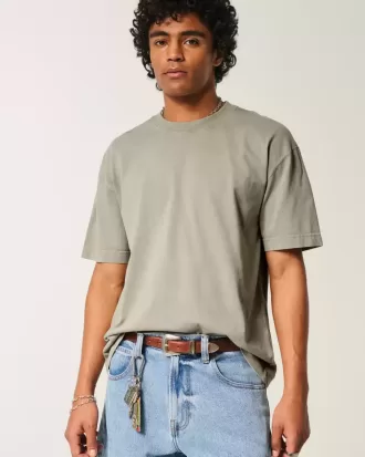 Boxy Heavyweight Washed Cotton Crew T-Shirt
