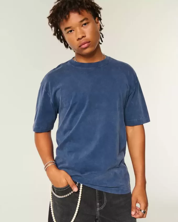 Boxy Heavyweight Washed Cotton Crew T-Shirt
