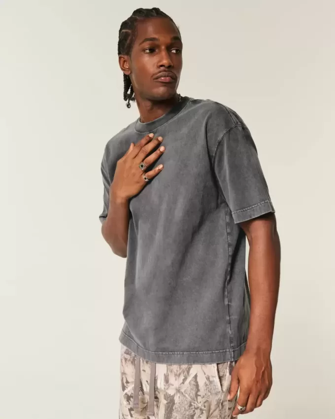 Boxy Heavyweight Washed Cotton Crew T-Shirt Boxy Heavyweight Washed Cotton Crew T-Shirt