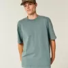 Boxy Heavyweight Washed Cotton Crew T-Shirt