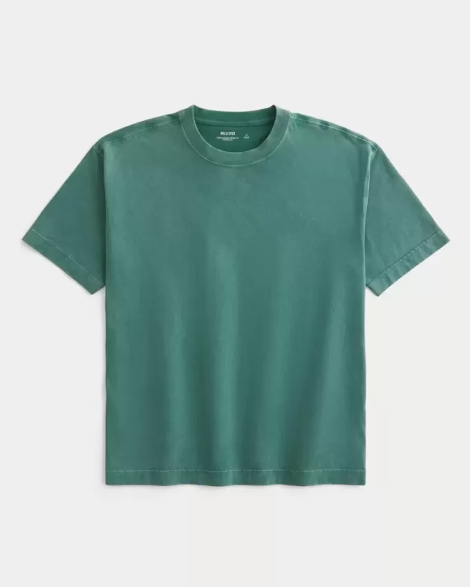 Boxy Heavyweight Washed Cotton Crew T-Shirt
