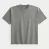 Boxy Heavyweight Washed Cotton Crew T-Shirt