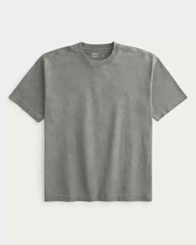 Boxy Heavyweight Washed Cotton Crew T-Shirt