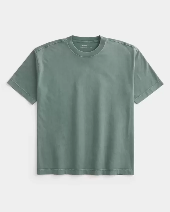 Boxy Heavyweight Washed Cotton Crew T-Shirt