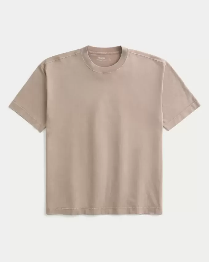 Boxy Heavyweight Washed Cotton Crew T-Shirt