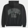 Boxy Hollywood Graphic Zip-Up Hoodie