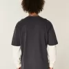 Boxy Layered Thermal Graphic Shirt