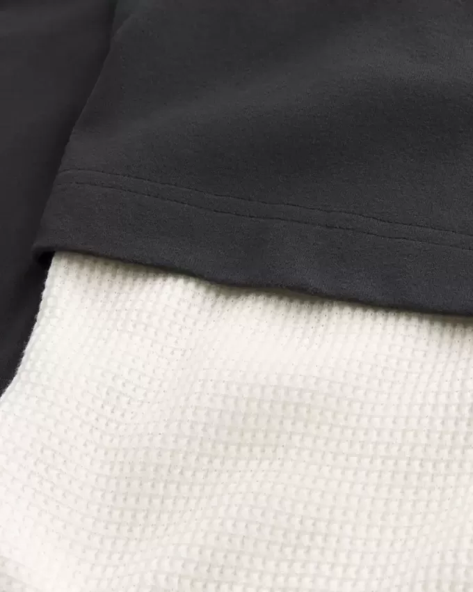 Boxy Layered Thermal Graphic Shirt