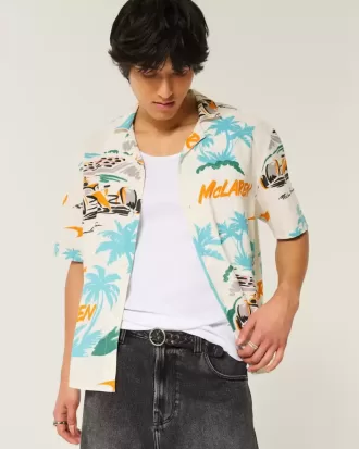 Boxy Linen-Blend McLaren Pattern Shirt