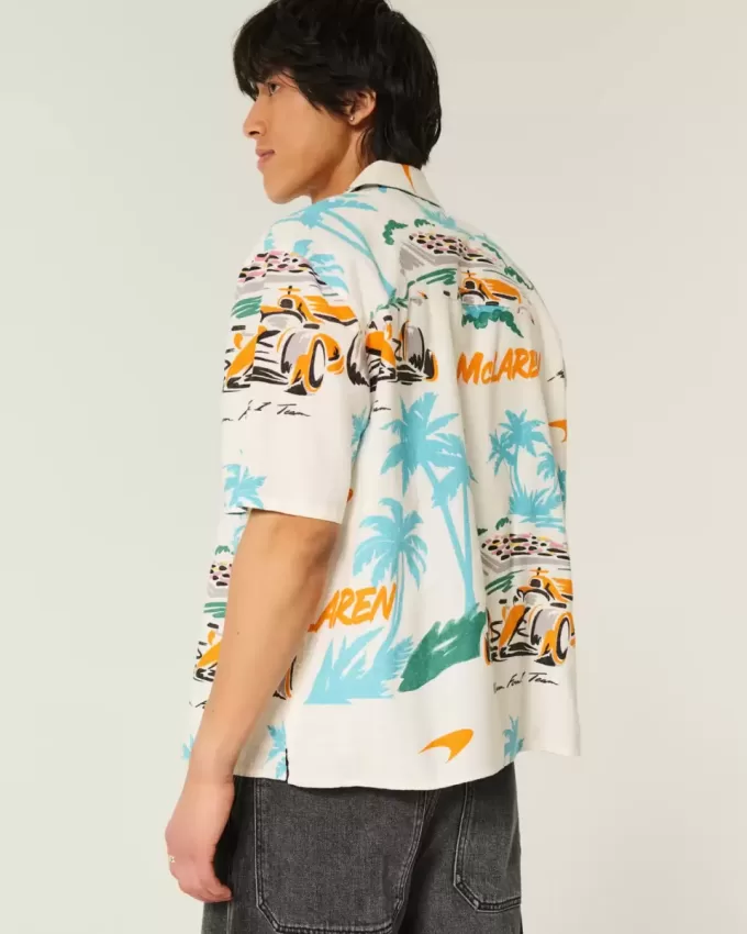 Boxy Linen-Blend McLaren Pattern Shirt