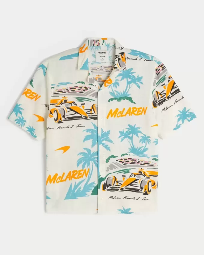 Boxy Linen-Blend McLaren Pattern Shirt