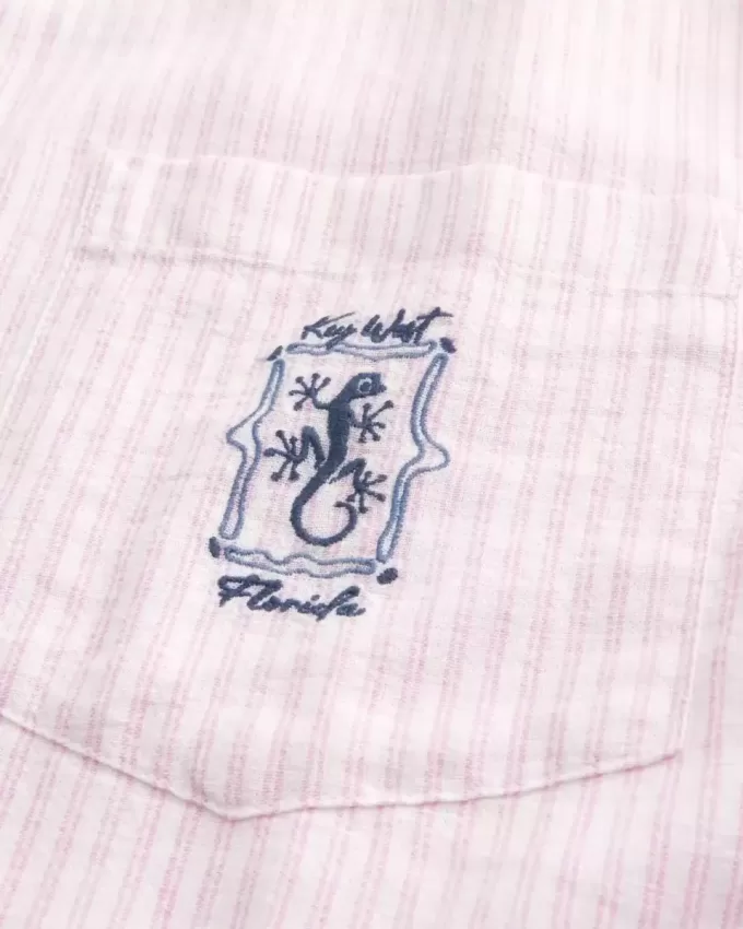 Boxy Linen-Blend Short-Sleeve Key West Graphic Shirt