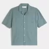 Boxy Linen-Blend Short-Sleeve Shirt