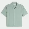 Boxy Linen-Blend Short-Sleeve Textured Shirt Boxy Linen-Blend Short-Sleeve Textured Shirt
