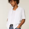 Boxy Linen-Blend Short-Sleeve Textured Shirt Boxy Linen-Blend Short-Sleeve Textured Shirt