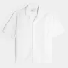 Boxy Linen-Blend Short-Sleeve Textured Shirt Boxy Linen-Blend Short-Sleeve Textured Shirt
