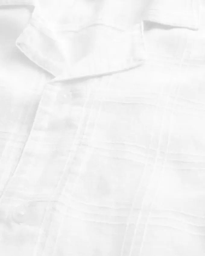 Boxy Linen-Blend Short-Sleeve Textured Shirt Boxy Linen-Blend Short-Sleeve Textured Shirt