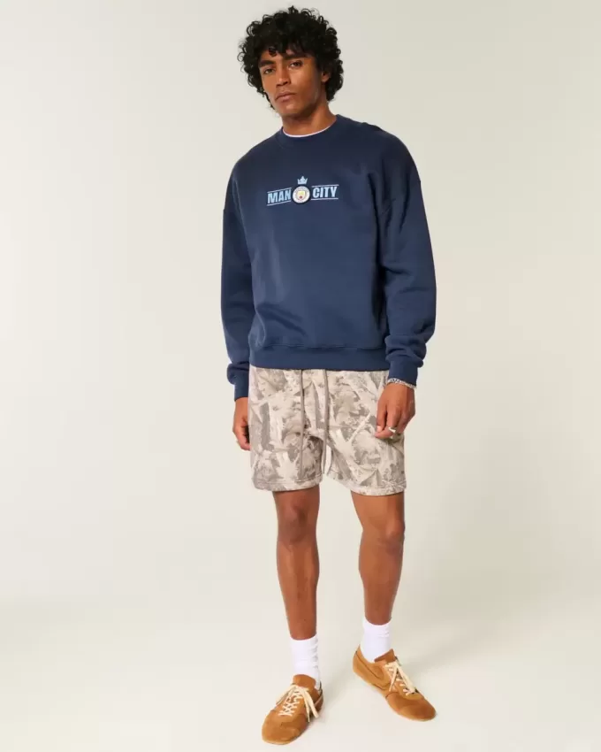 Boxy Manchester City FC Graphic Crew Sweatshirt