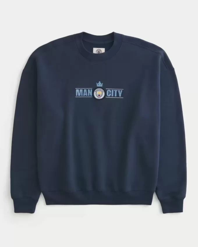 Boxy Manchester City FC Graphic Crew Sweatshirt
