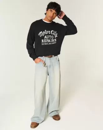 Boxy Motor City Auto Repairs Graphic Crew Sweater