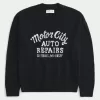 Boxy Motor City Auto Repairs Graphic Crew Sweater