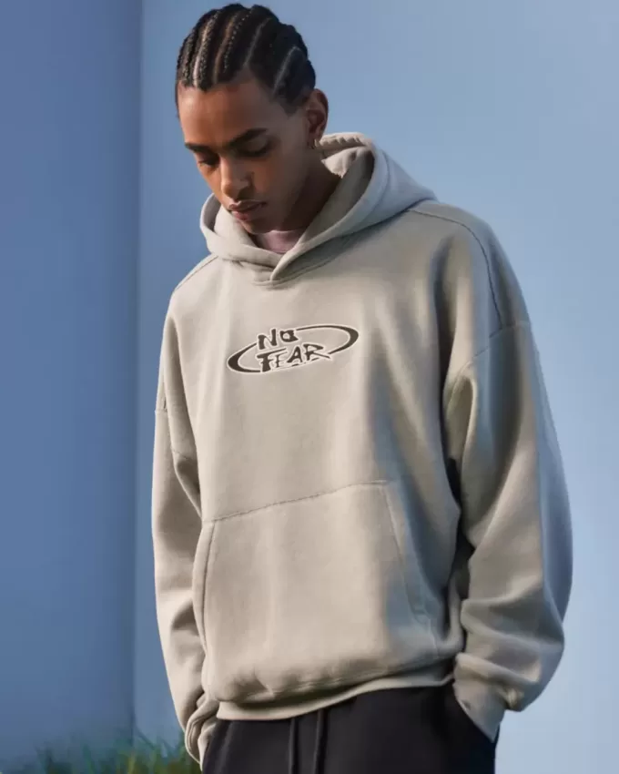 Boxy No Fear Graphic Hoodie