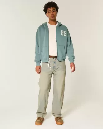 Boxy Number Graphic Zip-Up Hoodie