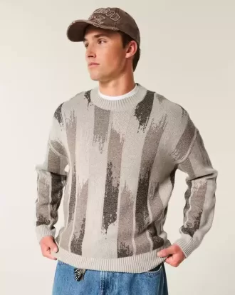 Boxy Pattern Crew Sweater