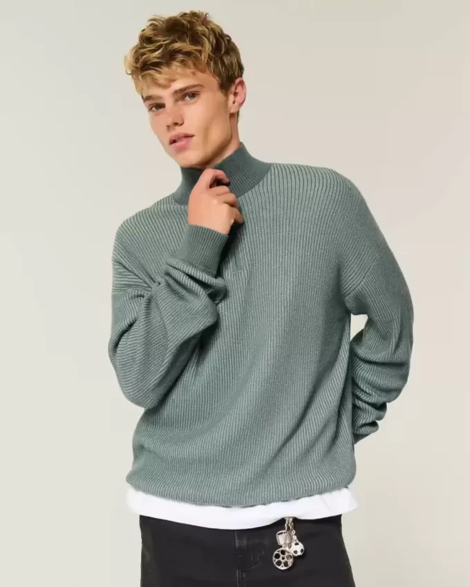 Boxy Quarter-Zip Sweater
