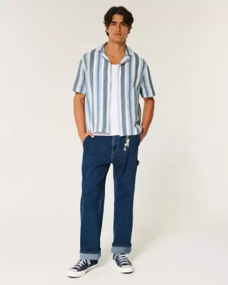 Boxy Short-Sleeve Crochet-Style Shirt