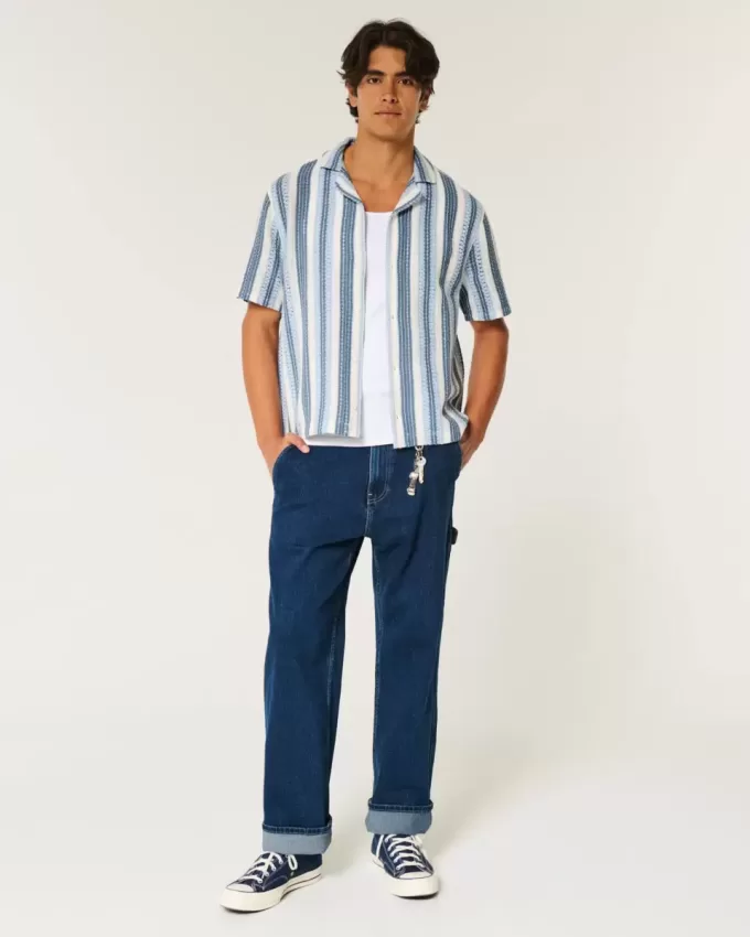 Boxy Short-Sleeve Crochet-Style Shirt Boxy Short-Sleeve Crochet-Style Shirt