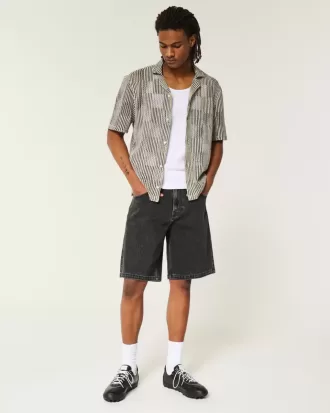 Boxy Short-Sleeve Crochet-Style Shirt