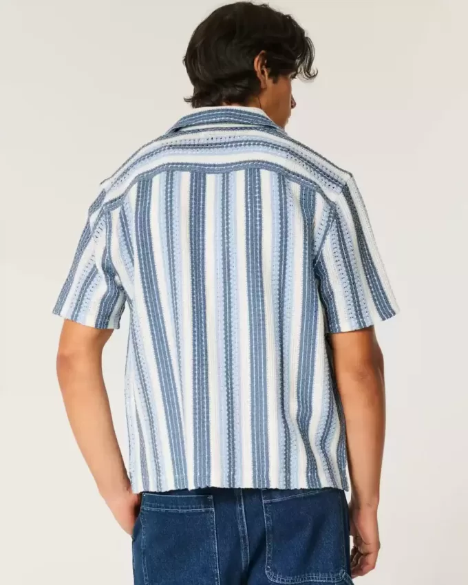 Boxy Short-Sleeve Crochet-Style Shirt Boxy Short-Sleeve Crochet-Style Shirt