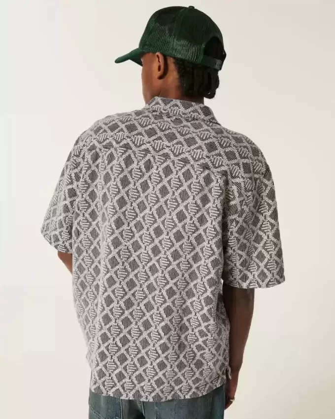 Boxy Short-Sleeve Crochet-Style Shirt Boxy Short-Sleeve Crochet-Style Shirt