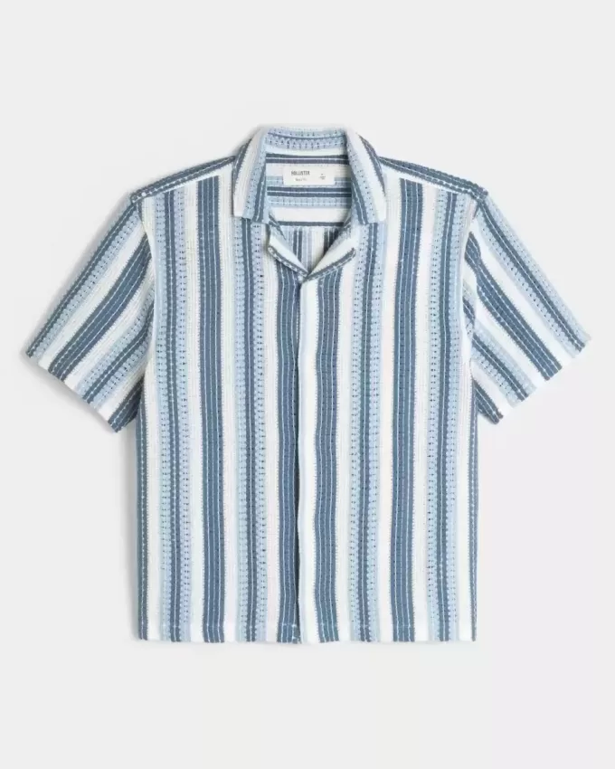 Boxy Short-Sleeve Crochet-Style Shirt Boxy Short-Sleeve Crochet-Style Shirt