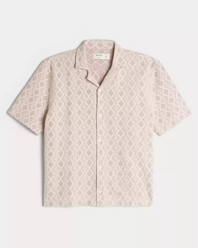 Boxy Short-Sleeve Crochet-Style Shirt Boxy Short-Sleeve Crochet-Style Shirt