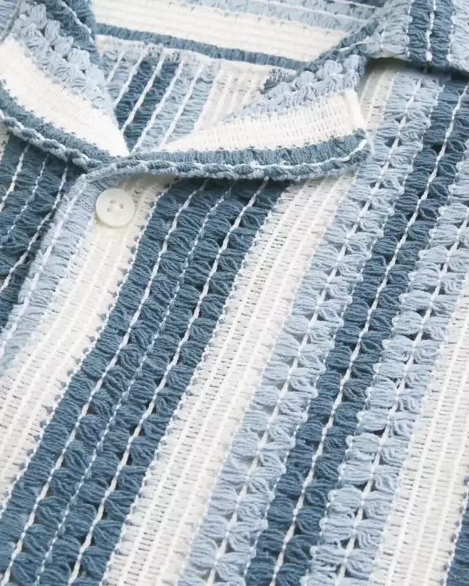 Boxy Short-Sleeve Crochet-Style Shirt Boxy Short-Sleeve Crochet-Style Shirt