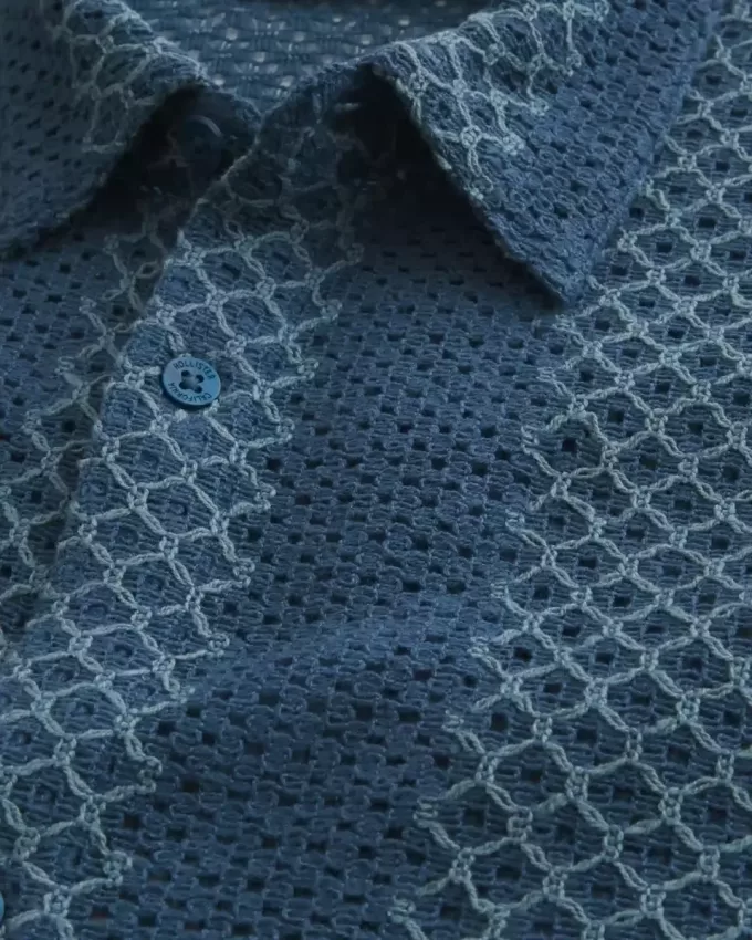 Boxy Short-Sleeve Crochet-Style Shirt