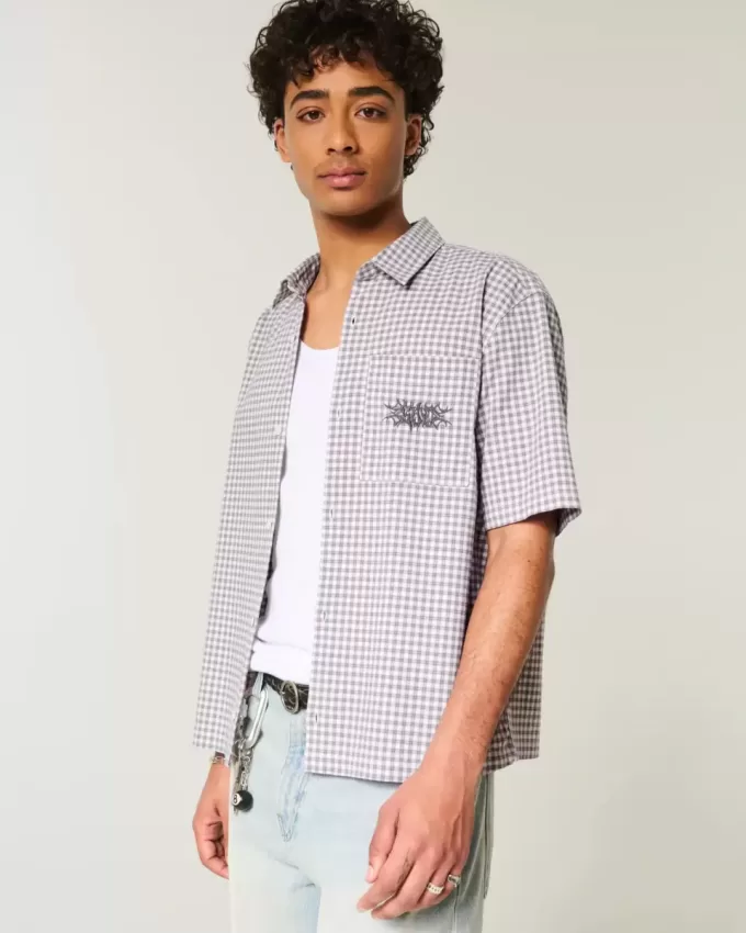 Boxy Short-Sleeve Embroidered Graphic Shirt Boxy Short-Sleeve Embroidered Graphic Shirt