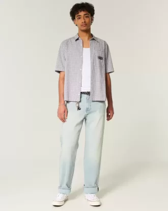 Boxy Short-Sleeve Embroidered Graphic Shirt