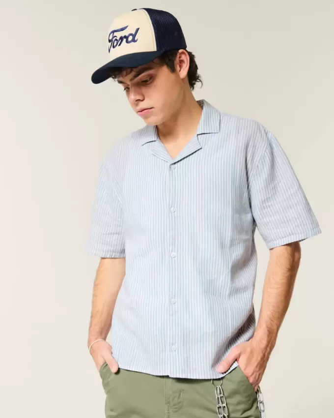 Boxy Short-Sleeve Linen-Blend Shirt Boxy Short-Sleeve Linen-Blend Shirt