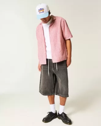 Boxy Short-Sleeve Linen-Blend Shirt