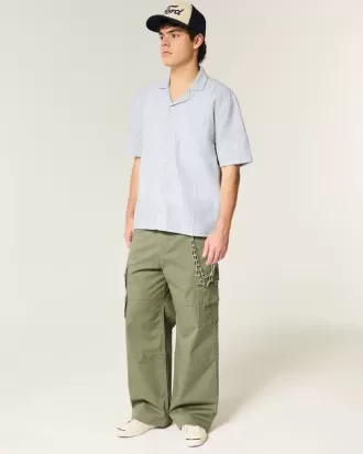 Boxy Short-Sleeve Linen-Blend Shirt
