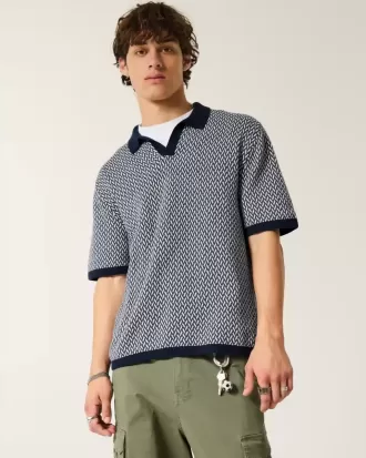 Boxy Short-Sleeve Sweater Polo
