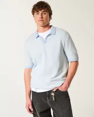 Boxy Short-Sleeve Sweater Polo