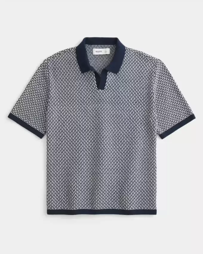 Boxy Short-Sleeve Sweater Polo